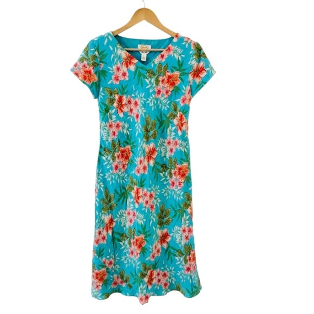 Vintage Talbots Floral Silk Dress Womens Size 6P Fit Flare Preppy Beach‎